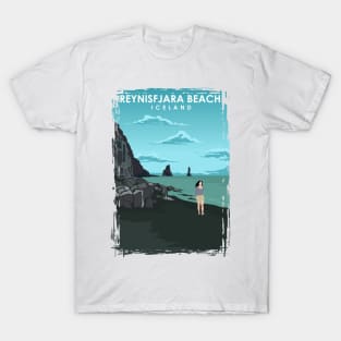 Reynisfjara Black Sand Beach Travel Poster T-Shirt